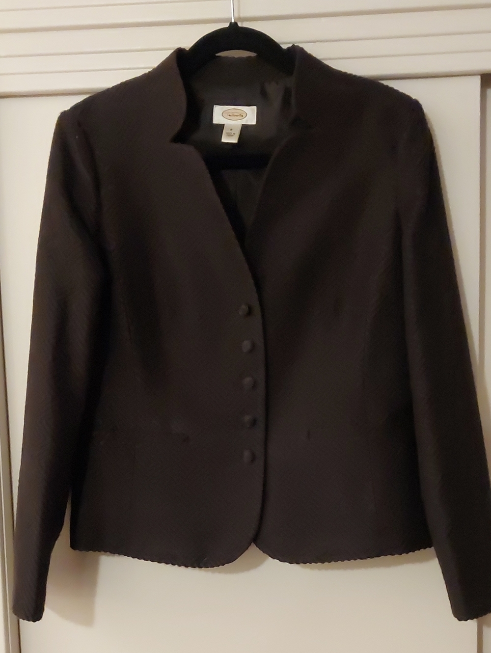 Talbots Black Textured Button-Front Blazer